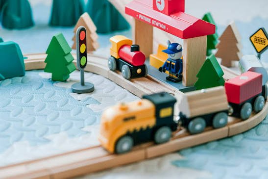 Wooden toy train set